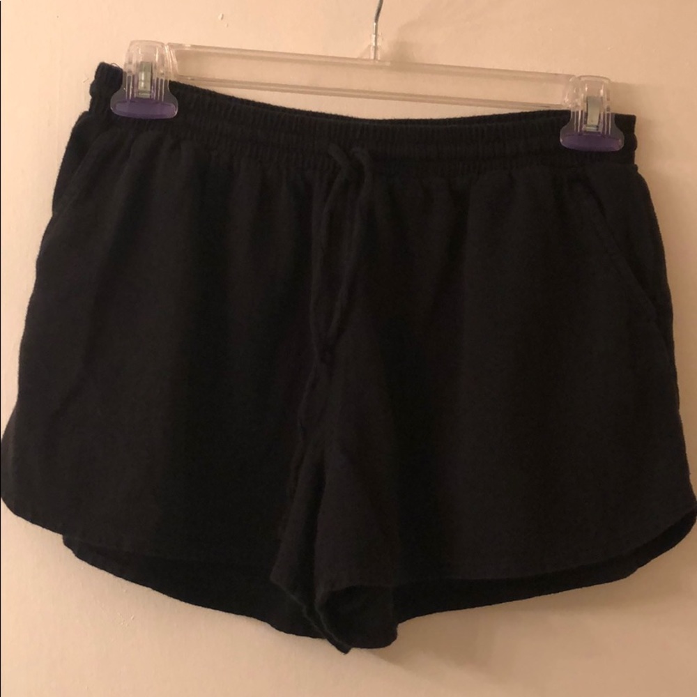 Black linen drawstring shorts